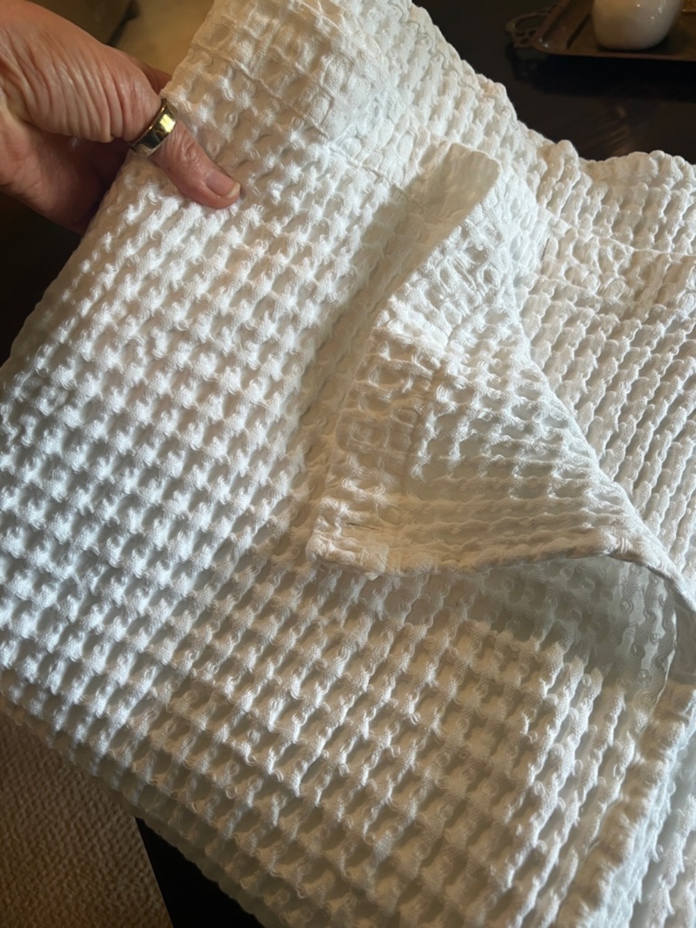 Clean bright white Waffle Weave shower curtain like new - Unbranded